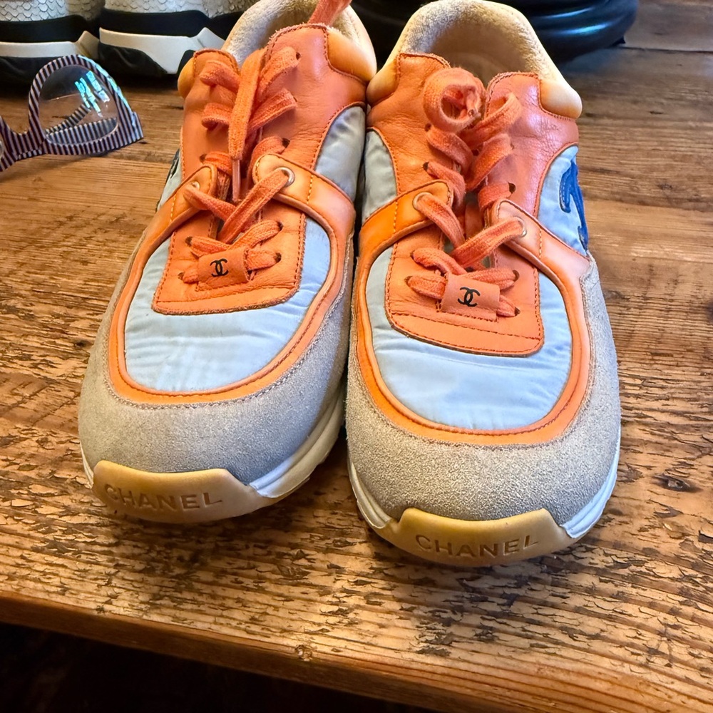 CHANEL Women's Sneakers in Orange and Blue